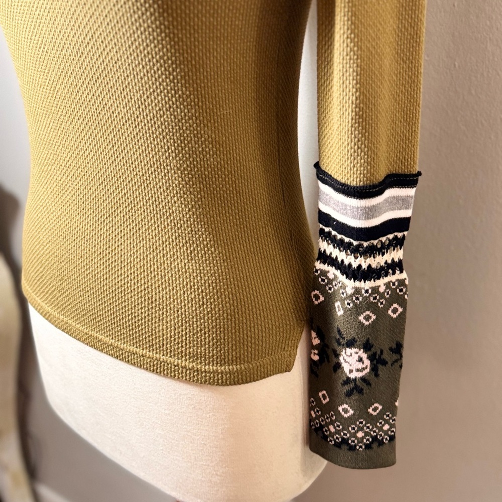 Free People Olive and Brown Patterned Long Sleeve Top - Picture 10 of 12